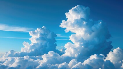 Wall Mural - Blue sky with white cumulus clouds as a textured background in a sunny summer day