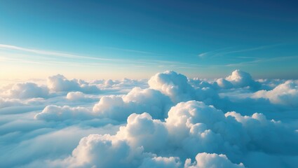 Wall Mural - Aerial view of the blue sky and clouds during sunset