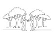 © Cici - Adam and Eve in the garden of eden continuous line drawing illus