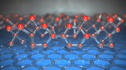Wall Mural - Abstract Molecular Structure Illustration With Red And Blue Spheres