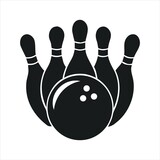 simple flat black bowling silhouette vector art on white background
