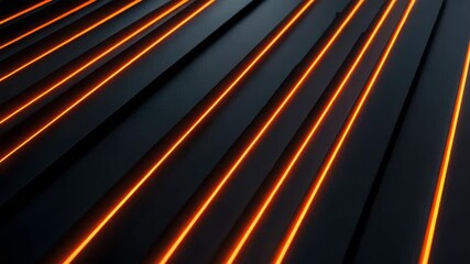 Poster - Parallel black panels with glowing orange lines create a sleek, futuristic abstract pattern.