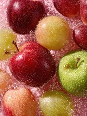 Poster - Fresh Apples Floating in Water With Bubbles, Representing Healthy Eating and Wellness Promotion for Food Bloggers and Nutritionists : Generative AI
