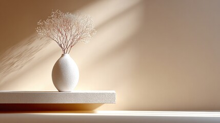 Aufkleber - Minimalist Interior With Baby's Breath in Vase, Representing Serenity and Home Decor Ideas, Ideal for Wellness Design and Tranquil Lifestyle Concepts : Generative AI