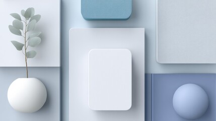 Aufkleber - Minimalist Geometric Composition With Eucalyptus Branch, Ideal for Product Mockups and Promoting Environmental Awareness : Generative AI