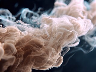 Leinwandbilder - Abstract Swirls of Smoke in Beige and Blue, Representing Ethereal Beauty and Atmospheric Pollution : Generative AI