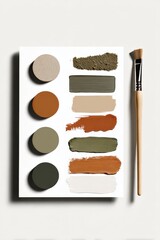 Aufkleber - Paint Swatches and Brush on White Background, Illustrating Interior Design and Creative Color Palette Selection for Home Improvement Projects and Artistic Expression : Generative AI