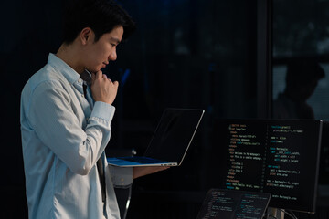 development programmer male working in website a software and coding technology.