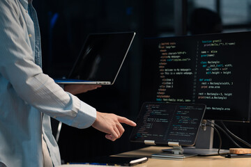 development programmer male working in website a software and coding technology.