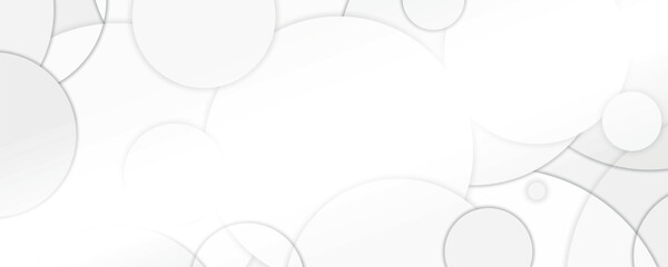 Fototapete - White geometric abstract background overlap layer on bright space with lines effect decoration. Modern graphic design element circles style concept for banner.