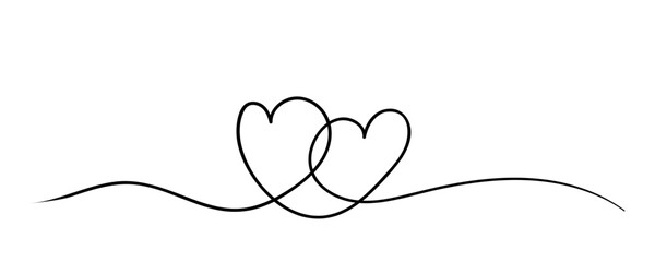 Leinwandbilder - Heart. Abstract love symbol. Continuous line art drawing vector illustration.