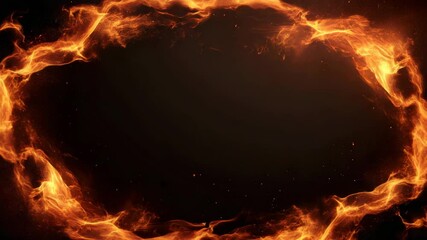 Wall Mural - fiery ring flame border and glowing fire circle create burning frame with intense heat and dramatic 
