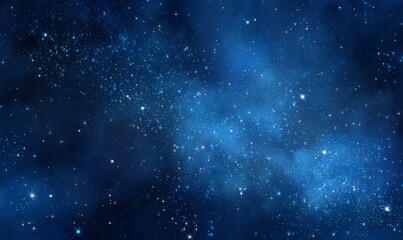 Wall Mural - Deep Blue Space Nebula With Sparkling Stars