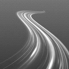Aufkleber - Glitter particles with lines.Swirl effect. Vector comet with large dust. Glowing white spiral on isolated background for your New Year design. Speed ​​abstract lines effect.	