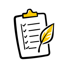 Wall Mural - clipboard with checklist and leaf on transparent background for web and graphic design