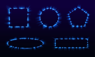 Poster - Abstract light frames shimmer with energy and shape. From stars to bolts, the glow creates depth and drama. Great for HUDs and futuristic design assets.	