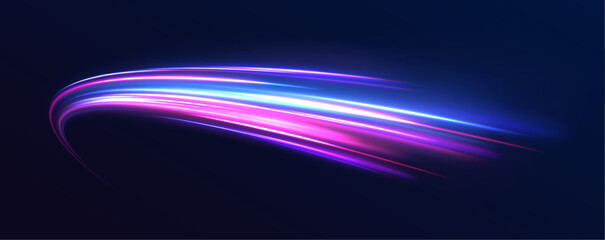 Poster - Speed connection vector background. Vector swirl trail effect. Light trail wave, fire path trace line, car lights, optic fiber and incandescence curve twirl.	