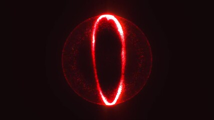 Wall Mural - abstract glowing red sphere with luminous ring on dark background, evoking futuristic or scientific 
