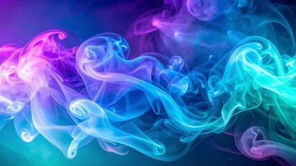 Wall Mural - Ethereal Smoke Flow 4K Time-Lapse Animation of Abstract Fluid Dynamics in Teal and Violet