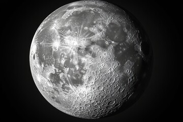 Wall Mural - Grayscale High Resolution Moon Surface Image Showing Craters and Texture