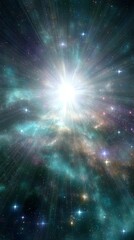 Wall Mural - Radiant Cosmic Explosion Teal Nebula in Dark Space