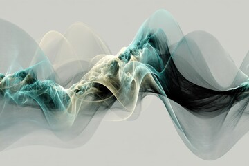 Wall Mural - Abstract flowing lines in blue, gold and black against a neutral background creating an ethereal and modern art design, perfect for background and design elements.