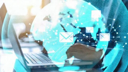 global email network 4k time-lapse animation secure data transfer and digital communication