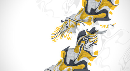 Aufkleber - The abstract wave is made in a frame style. Template for science and technology presentation. Vector art.