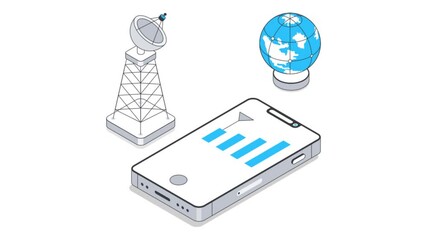 Mobile Network Isometric Animation. 