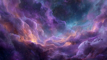Wall Mural - purple and orange nebula, cosmic clouds, starry sky background, representing the vastness and myster