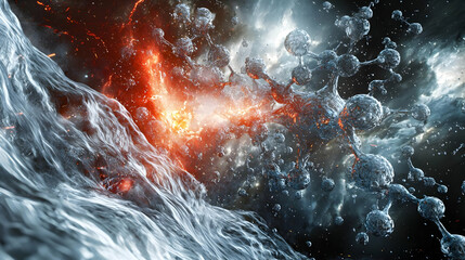 Wall Mural - Abstract Digital Art Explosion Of Particles
