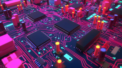 Wall Mural - Complex Glowing Circuit Board Technology