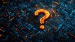 © SY - Orange question mark glowing over a blue motherboard with orange lights. It can represent technological queries, complex systems, or general questions.
