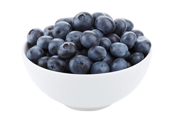 Wall Mural -  Bowl filled with fresh blueberries isolated on white background