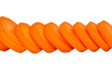 Wall Mural - Sliced orange carrots isolated on white background