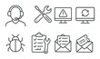 © Hanna - Tech support icon set. customer service silhouette icons. headset, bug, wrench, email vector icons.