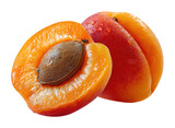 Juicy apricot halves fresh produce market food bright environment perspective isolated on transparent background