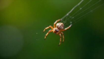 A closeup shot of a spider on its web