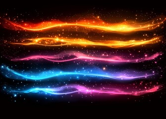Wall Mural - A modern collection of illustrations featuring realistic and colorful flare elements with a rising light effect
