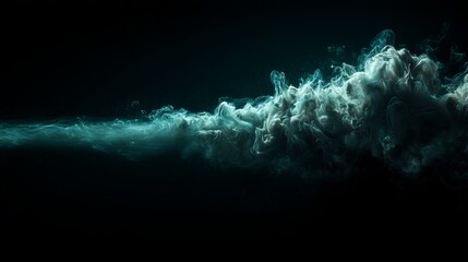 Aufkleber - Dramatic Spectacle of Vibrant Dense Green-Blue Smoke Gracefully Dispersing Against a Striking Black Backdrop