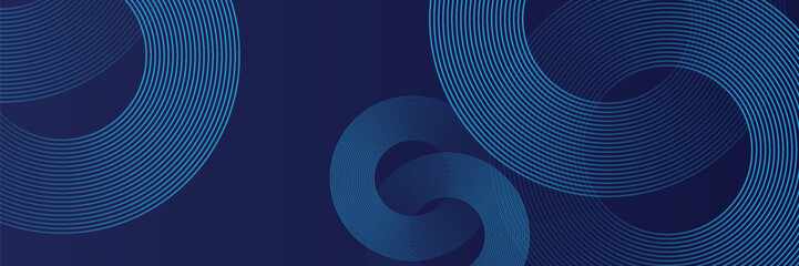 Wall Mural - abstract blue glowing geometric lines on dark blue background. modern shiny blue circle lines patter