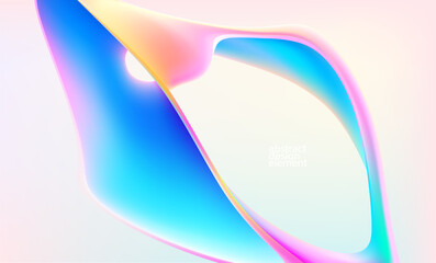 Wall Mural - 3d holographic liquid shapes. colorful iridescent bubble on white background. abstract vector frame.