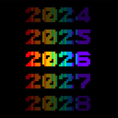 Wall Mural - Pride Month Countdown for Future Years, Black Background, Pixel Art Style