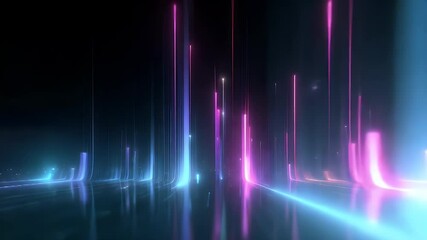 Wall Mural - Vibrant abstract light trails in a dark space, creating a futuristic atmosphere with glowing colors