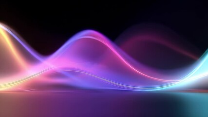 Wall Mural - vibrant abstract light waves flowing in a dark background, creating a dynamic visual rhythm