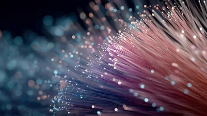 Wall Mural - vibrant abstract representation of glowing fibers in a colorful digital environment with soft bokeh 