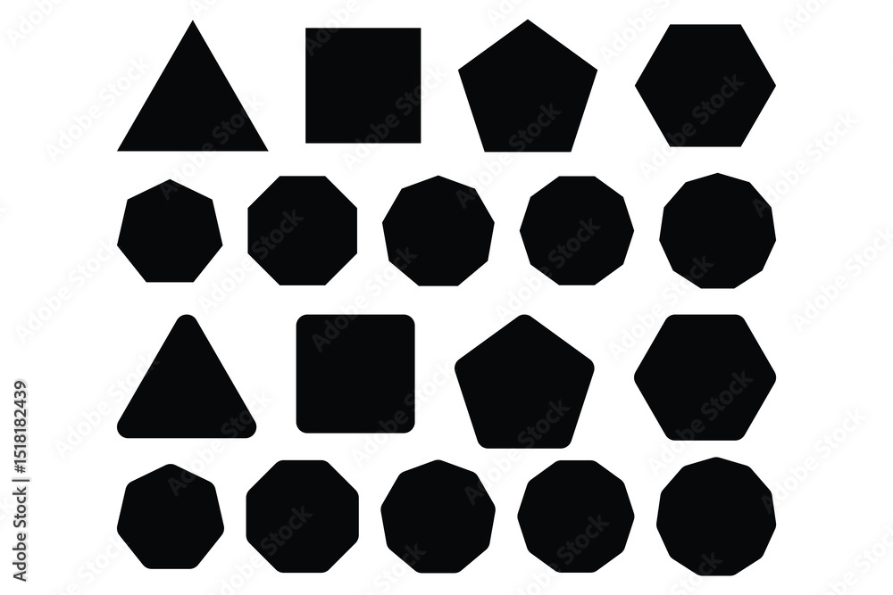 Polygon and solid basic shape symbol vector collection set including ...