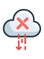 Fototapete - Crossed-out Cloud Download Icon Indicating a Failed or Restricted Download Process