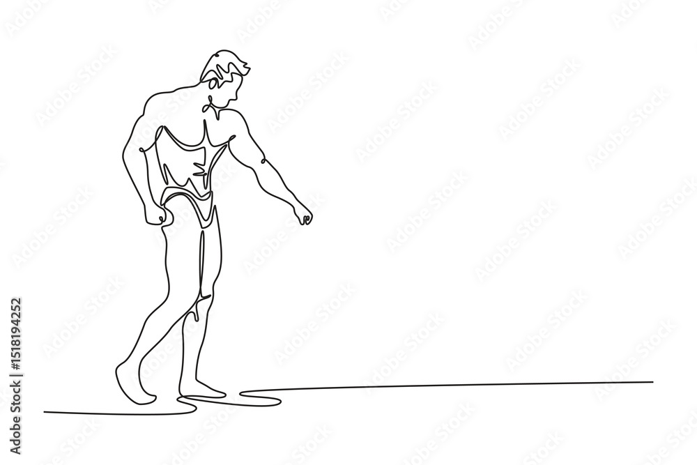 Vektor Continuous one line drawing professional bodybuilder with ...