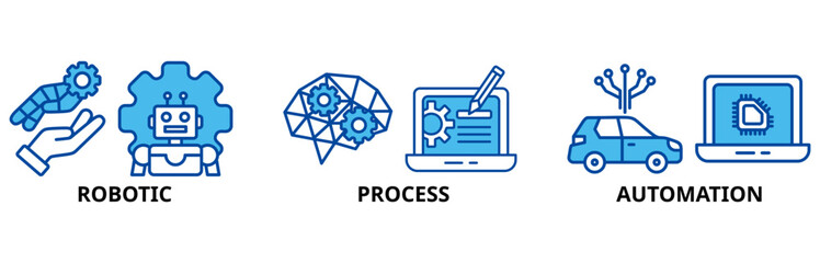 RPA icon set illustration contain robotic, process and automation.